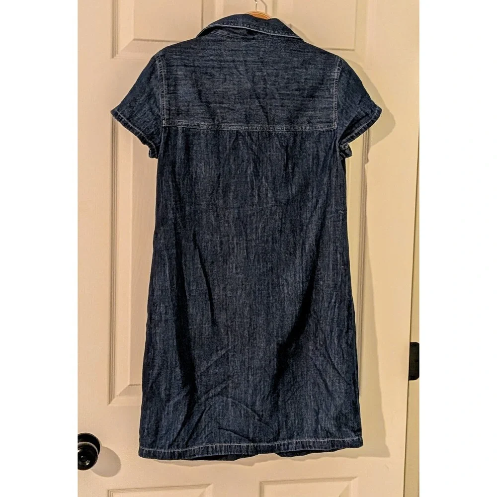 J. Crew Denim Chambray‎ Lace Up Shirt Dress Blue Size 2 Short Sleeve NWOT  $98